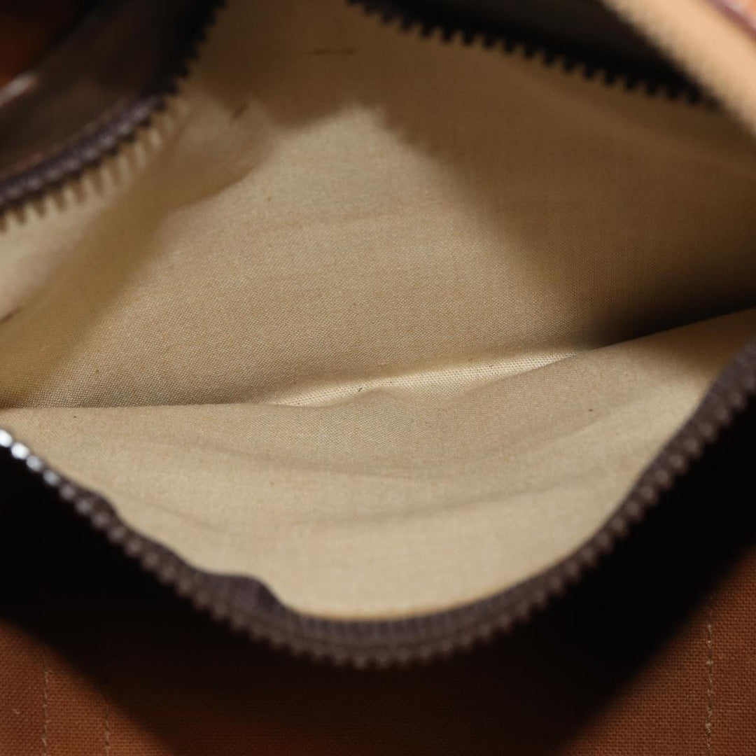 Celine Macadam Canvas Boston Bag PVC Leather Brown 13219