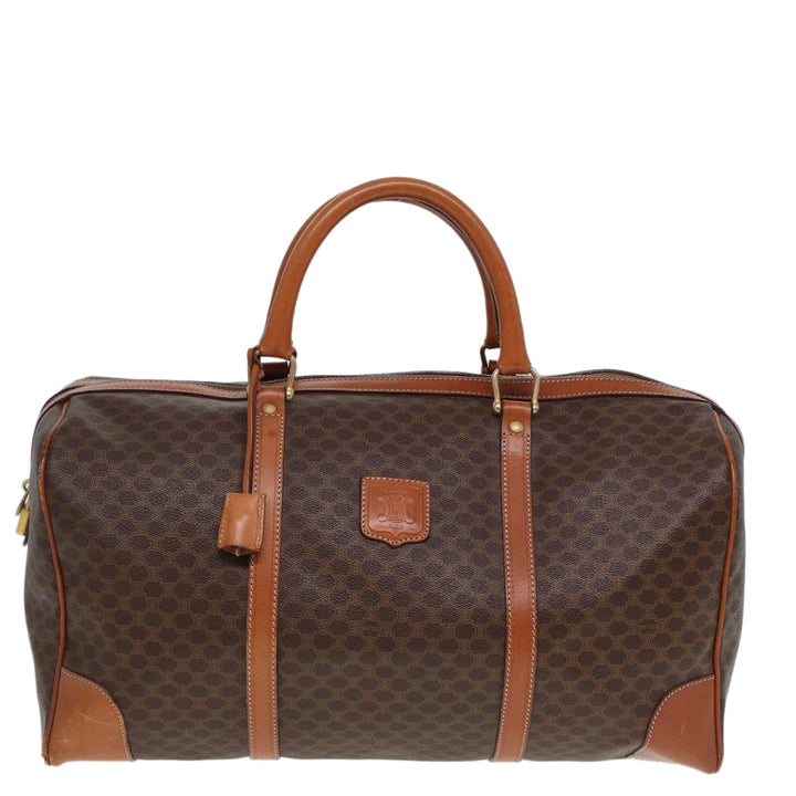Celine Macadam Canvas Boston Bag PVC Leather Brown 13219