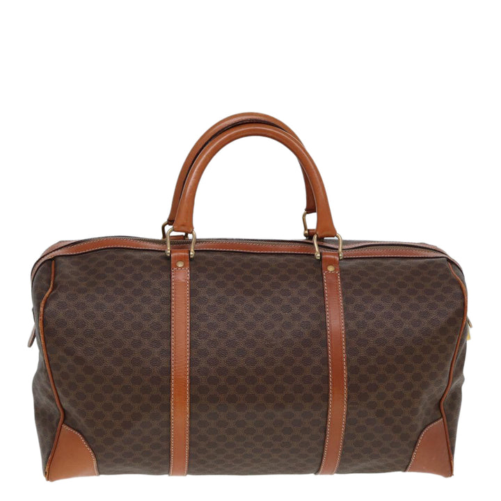 Celine Macadam Canvas Boston Bag PVC Leather Brown 13219