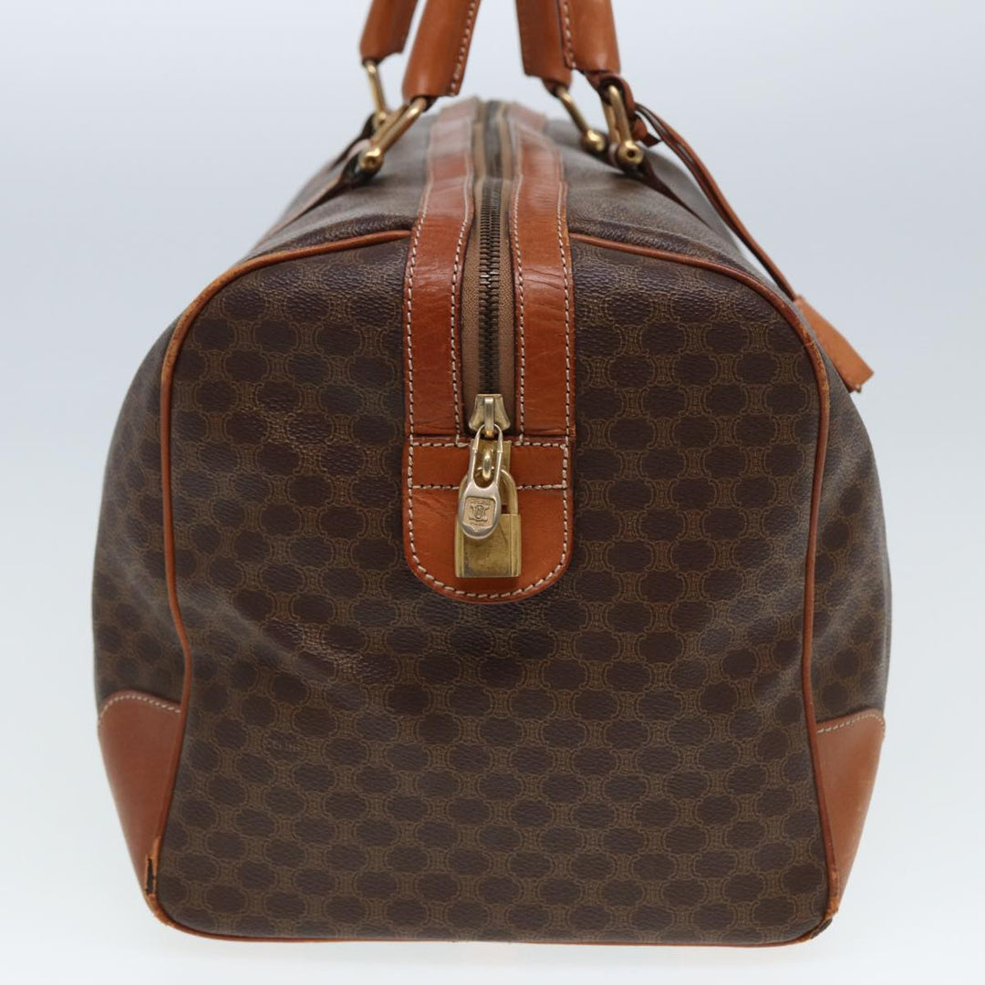 Celine Macadam Canvas Boston Bag PVC Leather Brown 13219