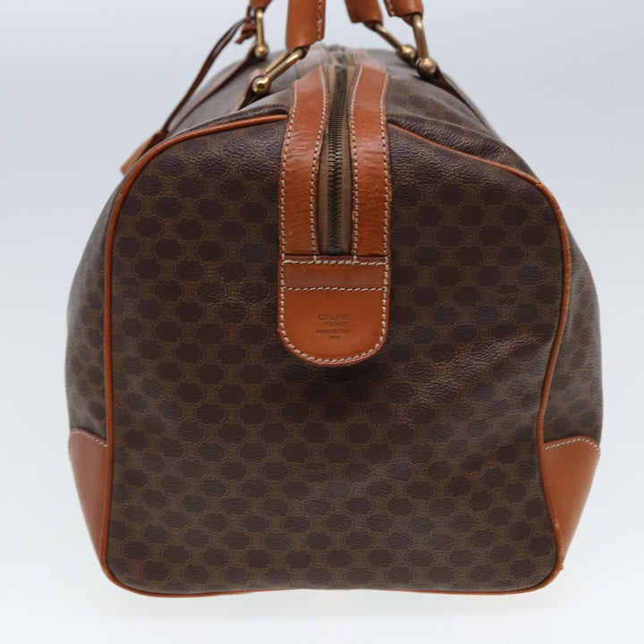Celine Macadam Canvas Boston Bag PVC Leather Brown 13219