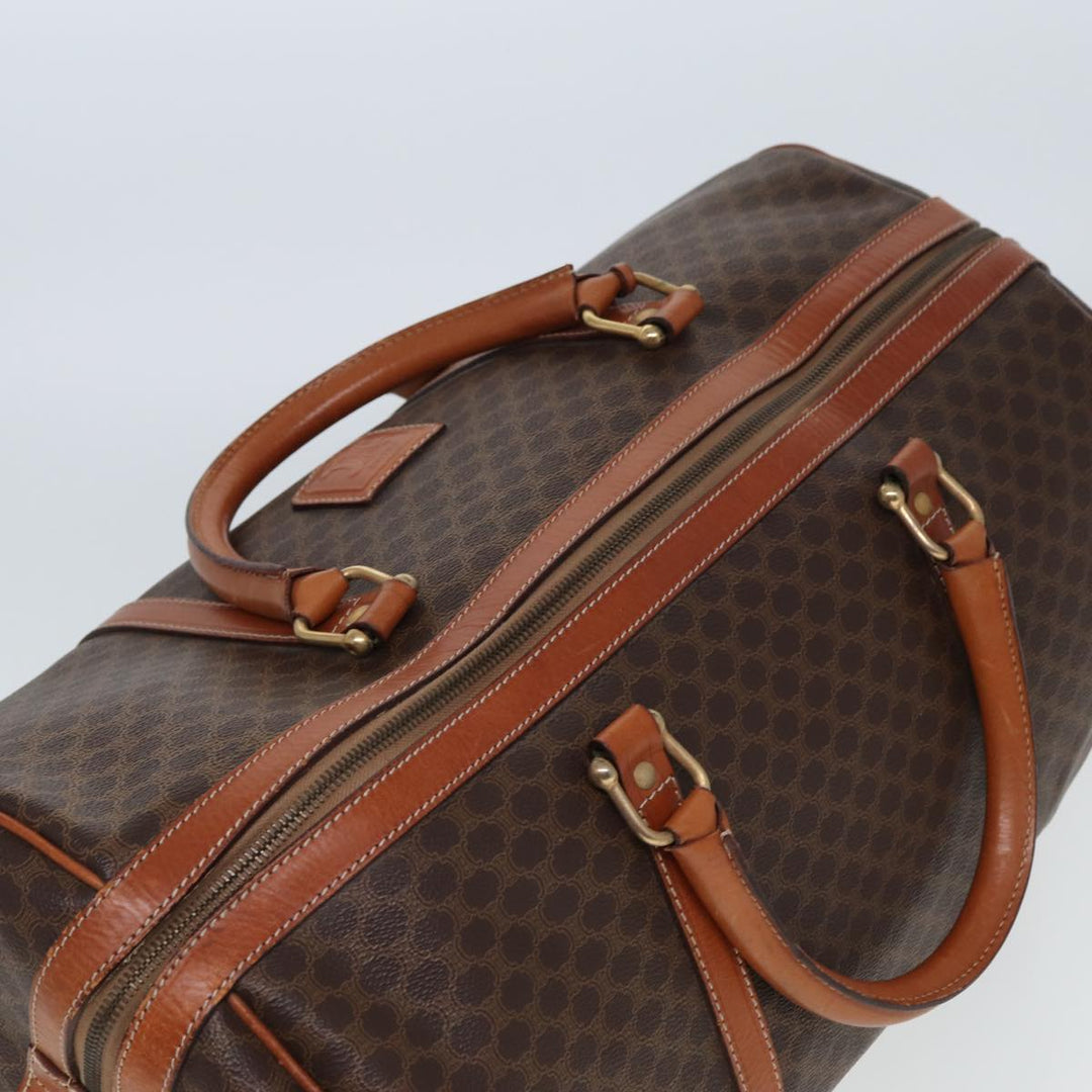 Celine Macadam Canvas Boston Bag PVC Leather Brown 13219