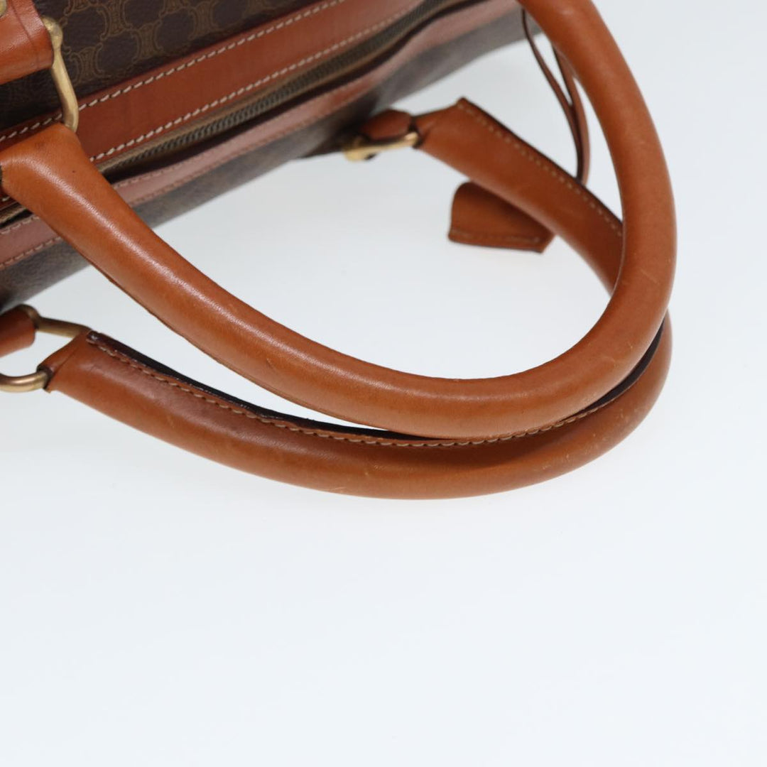 Celine Macadam Canvas Boston Bag PVC Leather Brown 13219
