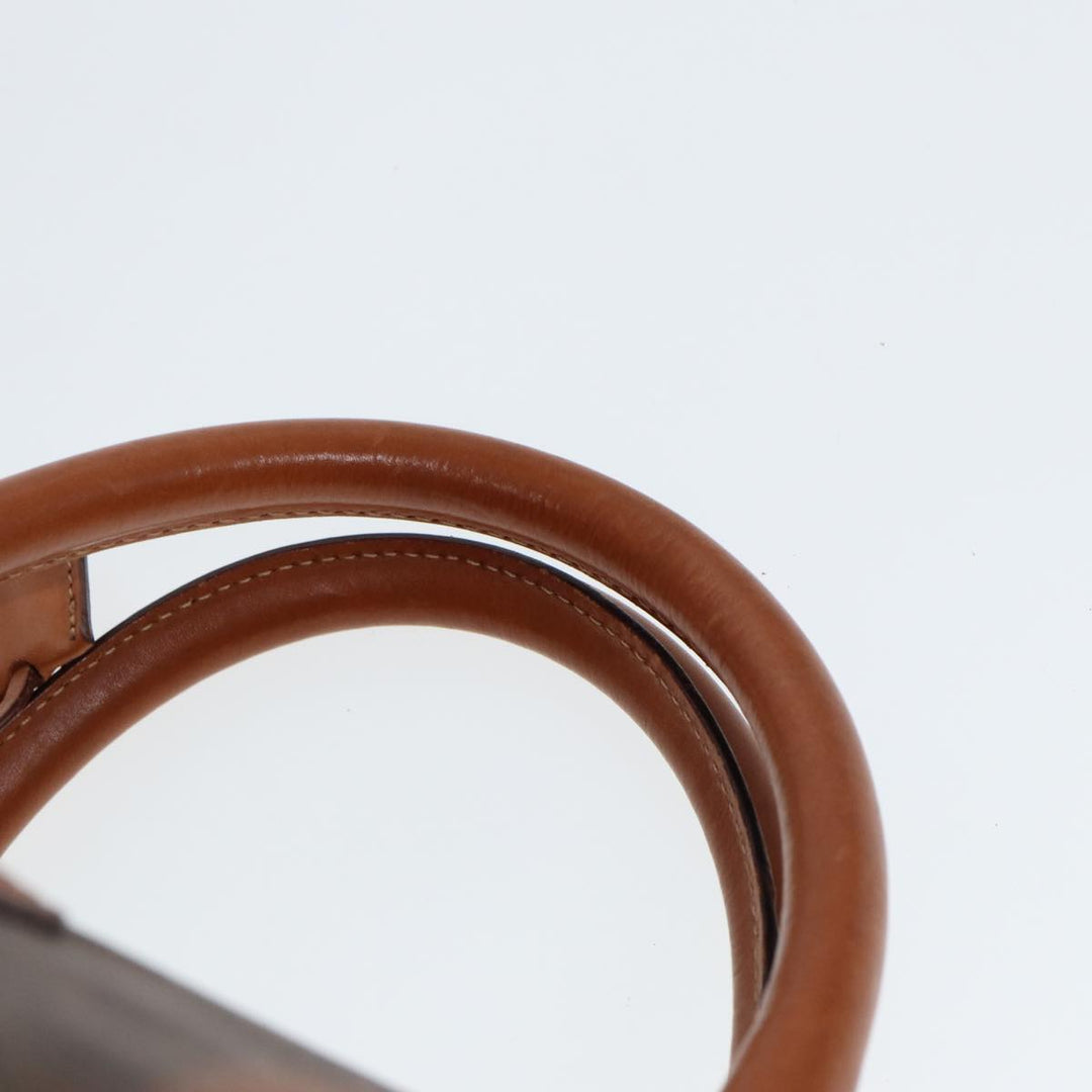 Celine Macadam Canvas Boston Bag PVC Leather Brown 13219