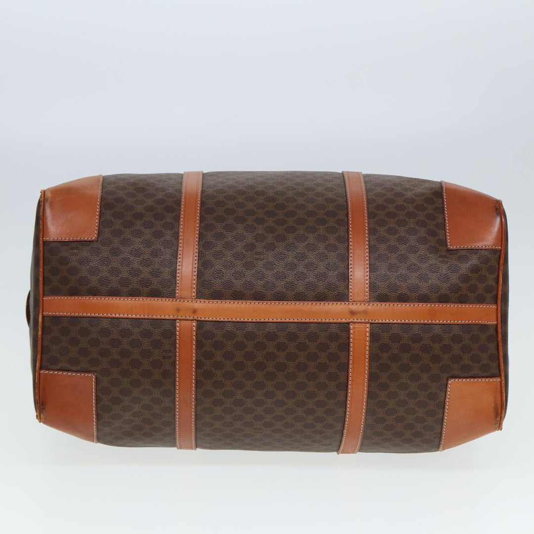 Celine Macadam Canvas Boston Bag PVC Leather Brown 13219