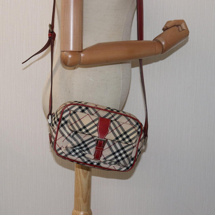 Burberry Nova Check Blue Label Shoulder Bag Nylon Beige Auth yk13226