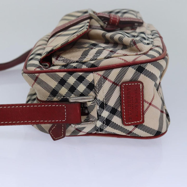Burberry Nova Check Blue Label Shoulder Bag Nylon Beige Auth yk13226
