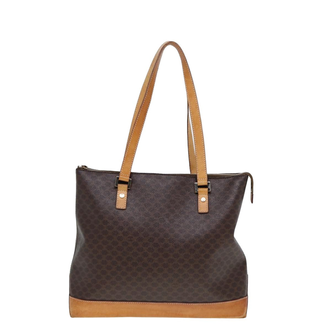 Celine Macadam Canvas Tote Bag PVC Brown Auth yk13229