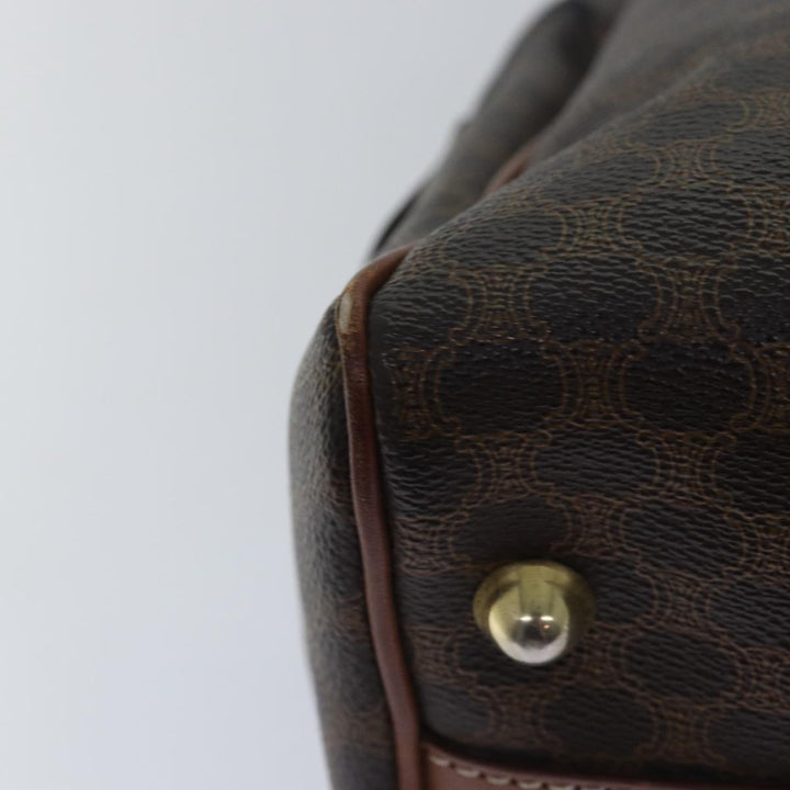 Celine Macadam Canvas Hand Bag PVC Leather Brown Auth yk13269