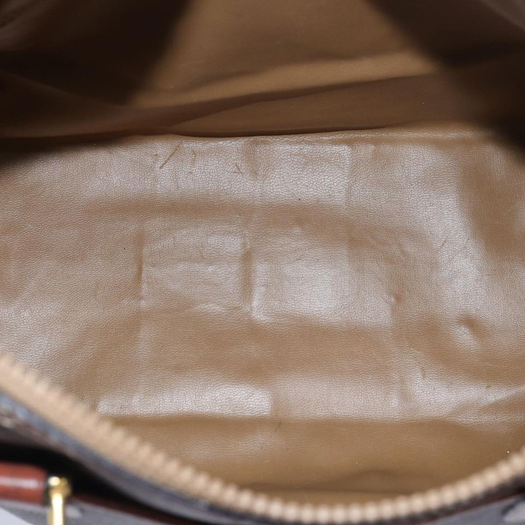 Celine Macadam Canvas Hand Bag PVC Leather Brown Auth yk13269