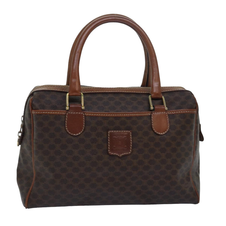 Celine Macadam Canvas Hand Bag PVC Leather Brown Auth yk13269