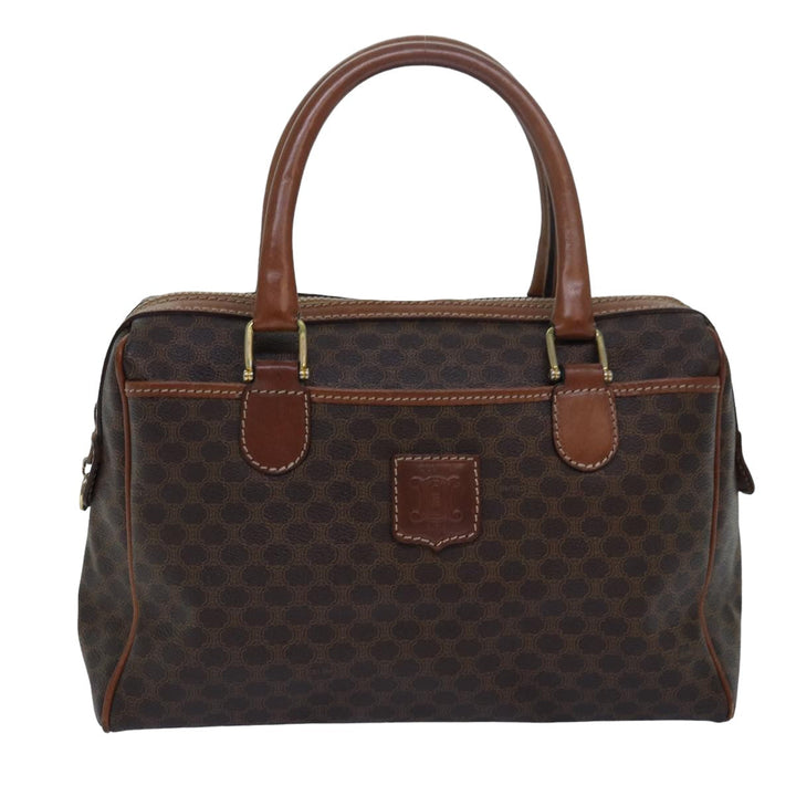 Celine Macadam Canvas Hand Bag PVC Leather Brown Auth yk13269