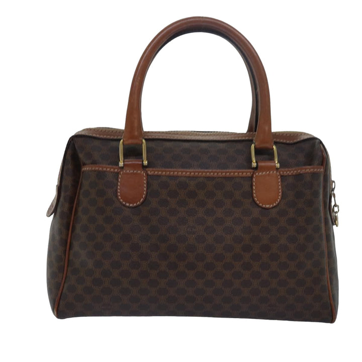 Celine Macadam Canvas Hand Bag PVC Leather Brown Auth yk13269