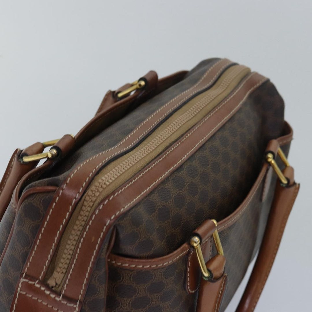 Celine Macadam Canvas Hand Bag PVC Leather Brown Auth yk13269