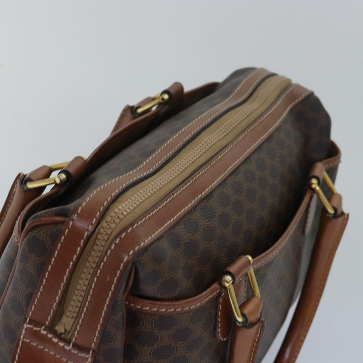 Celine Macadam Canvas Hand Bag PVC Leather Brown Auth yk13269