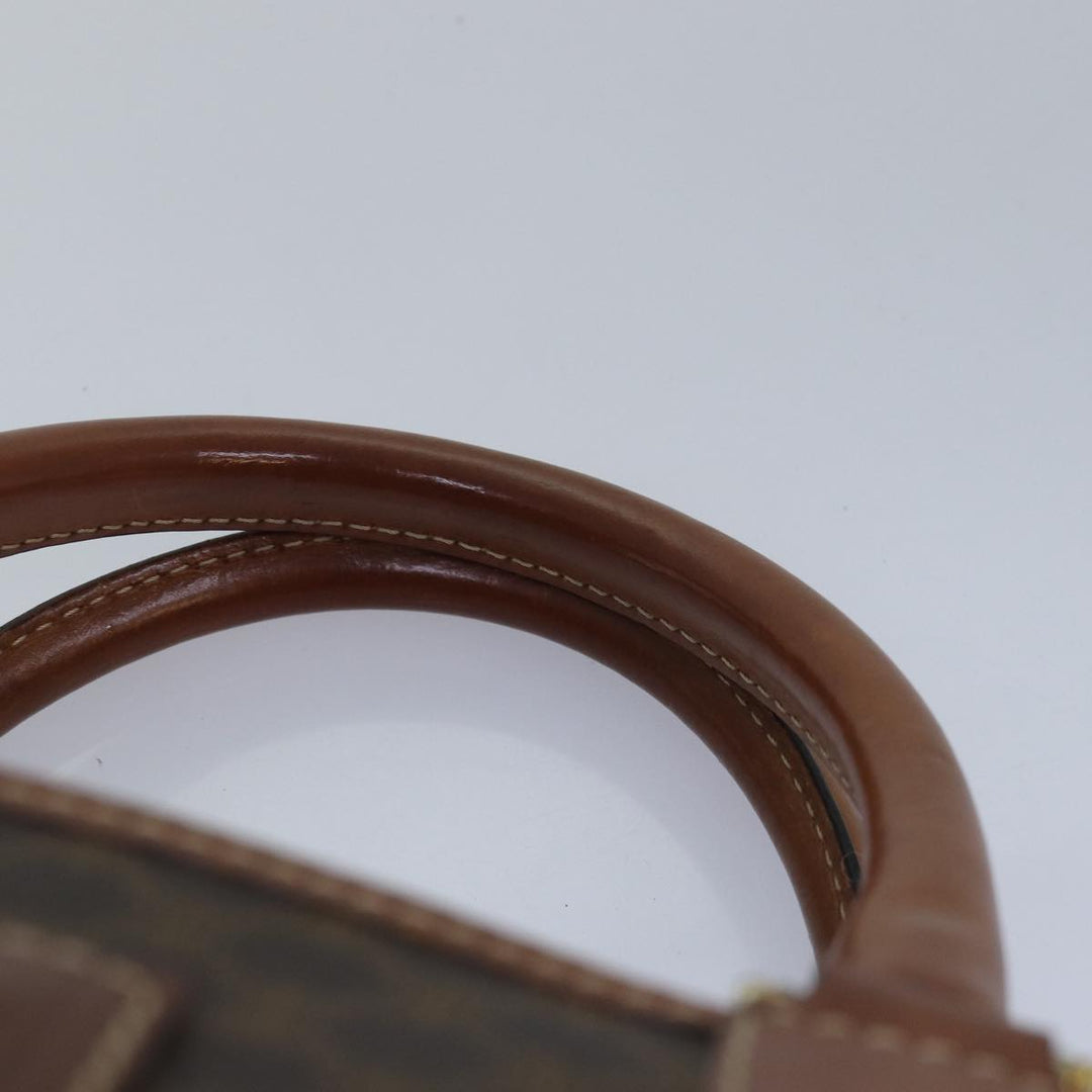 Celine Macadam Canvas Hand Bag PVC Leather Brown Auth yk13269