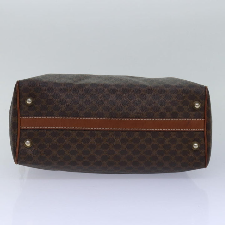 Celine Macadam Canvas Hand Bag PVC Leather Brown Auth yk13269