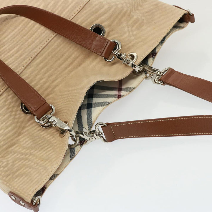 Burberry Nova Check Blue Label Tote Bag Canvas 2way Beige Auth yk13273