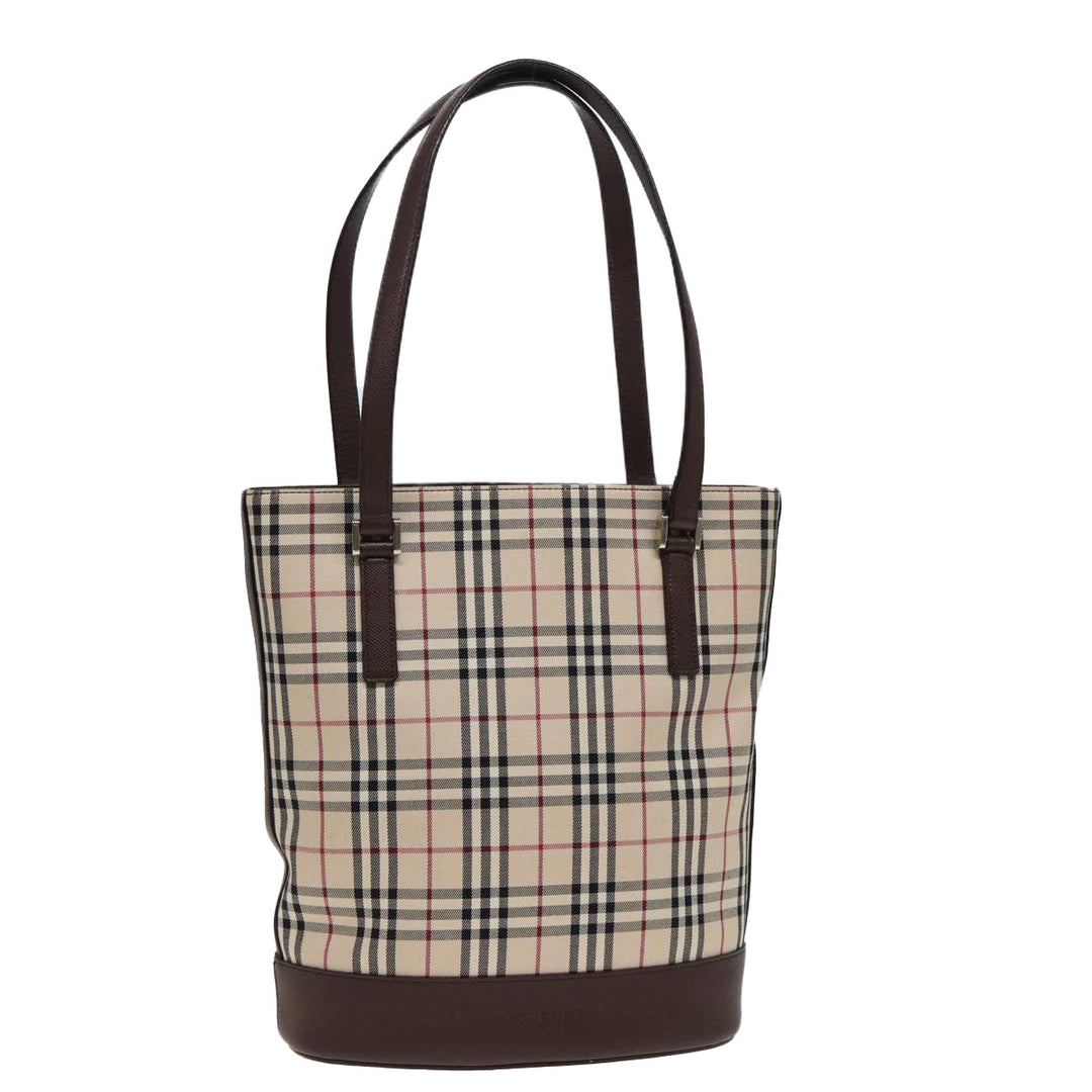 Burberry Nova Check Tote Bag Canvas Beige Auth yk13282