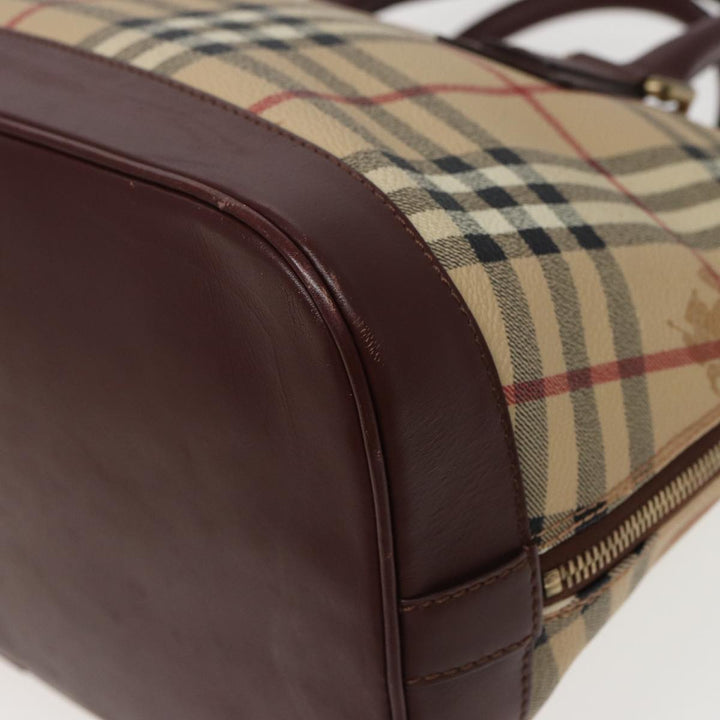 Burberry Nova Check Hand Bag PVC Leather Beige Auth yk13293