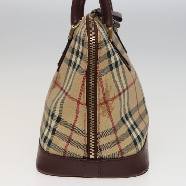 Burberry Nova Check Hand Bag PVC Leather Beige Auth yk13293