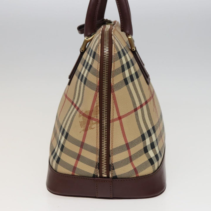 Burberry Nova Check Hand Bag PVC Leather Beige Auth yk13293