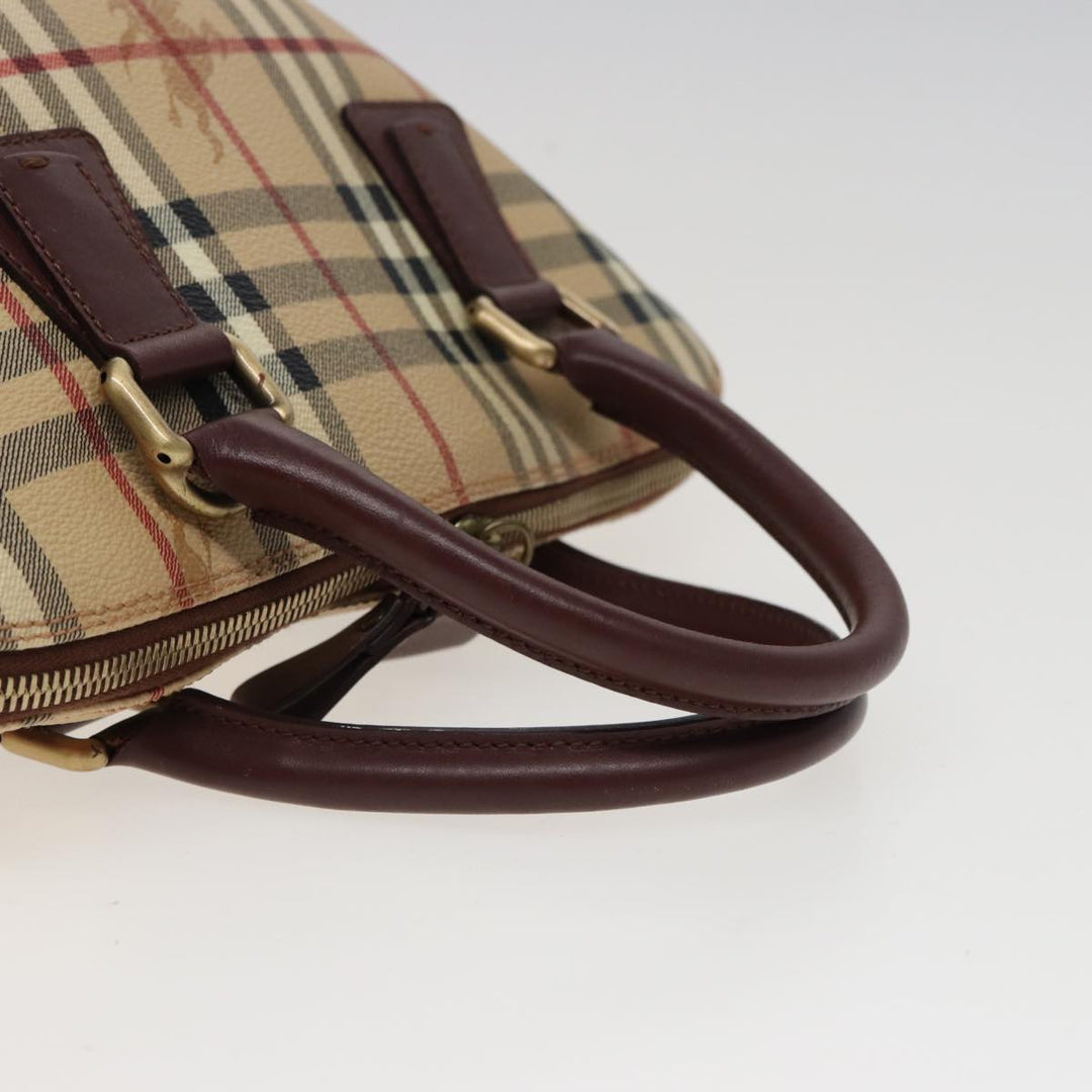Burberry Nova Check Hand Bag PVC Leather Beige Auth yk13293