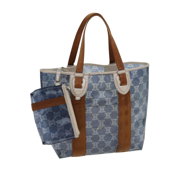 Celine Paris Macadam Canvas Tote Bag Vinyl Blue Auth yk13336