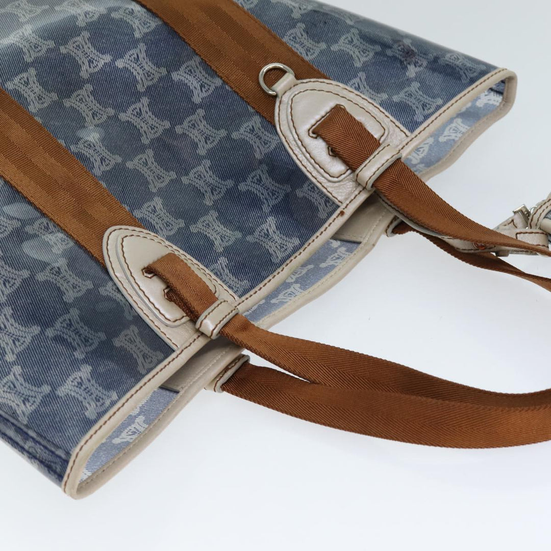 Celine Paris Macadam Canvas Tote Bag Vinyl Blue Auth yk13336