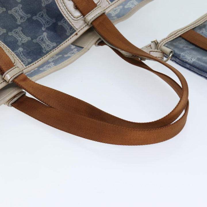 Celine Paris Macadam Canvas Tote Bag Vinyl Blue Auth yk13336