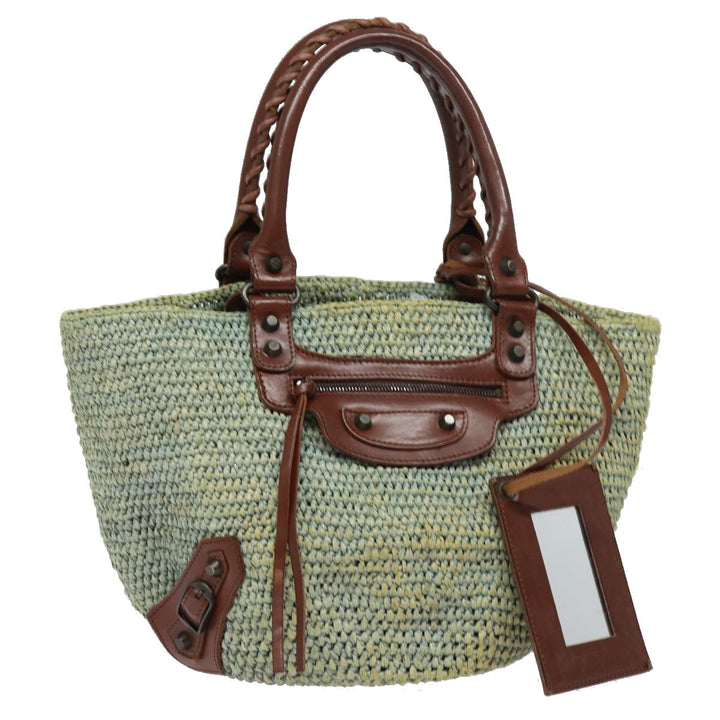 Top Quality Balenciaga Hand Bag Raffia Blue 236741 Auth yk13377