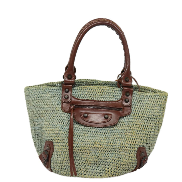 Top Quality Balenciaga Hand Bag Raffia Blue 236741 Auth yk13377