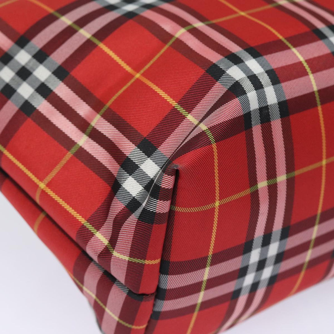 Burberry Nova Check Hand Bag Nylon Red Auth yk13442