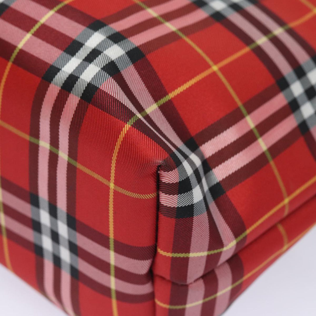 Burberry Nova Check Hand Bag Nylon Red Auth yk13442