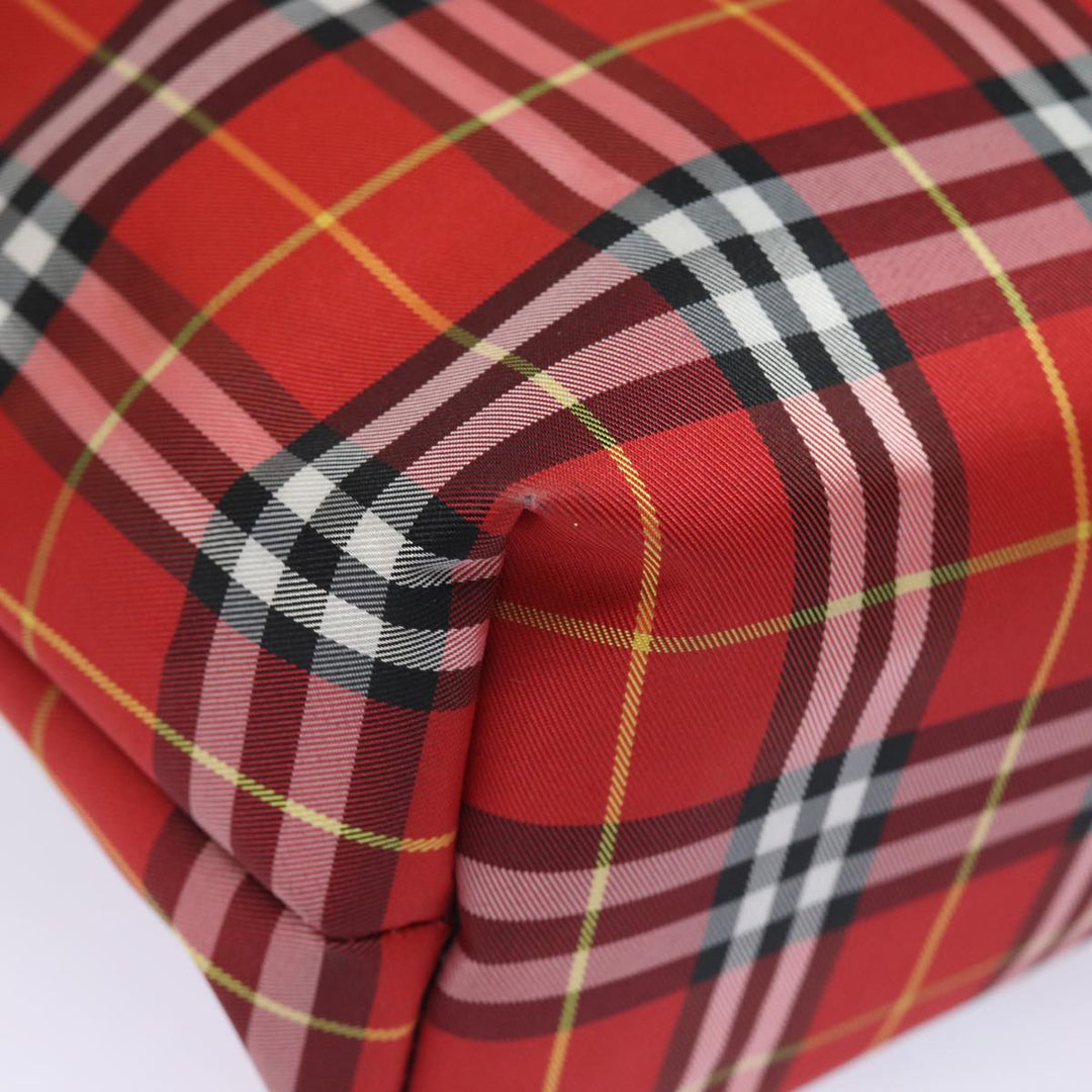 Burberry Nova Check Hand Bag Nylon Red Auth yk13442