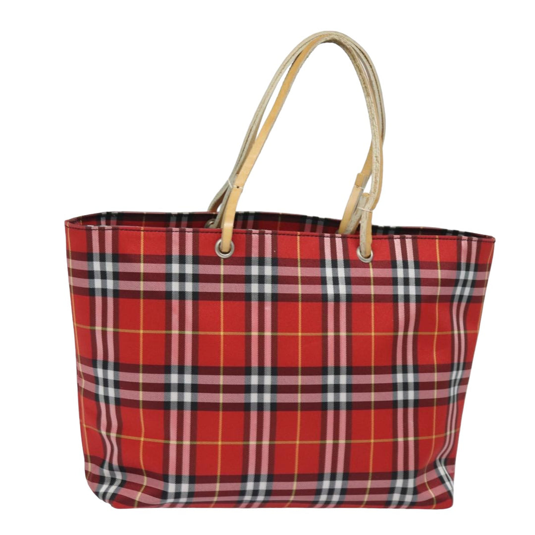 Burberry Nova Check Hand Bag Nylon Red Auth yk13442