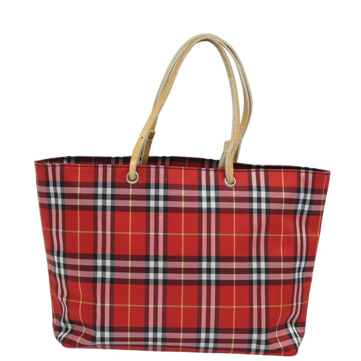 Burberry Nova Check Hand Bag Nylon Red Auth yk13442