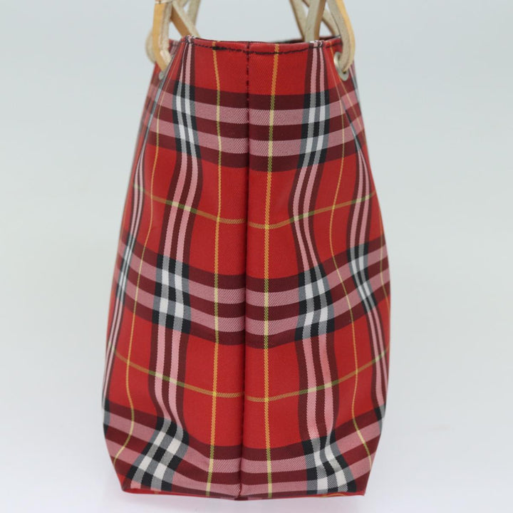 Burberry Nova Check Hand Bag Nylon Red Auth yk13442