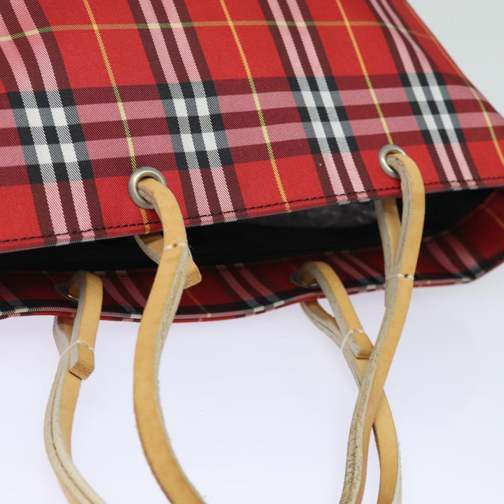 Burberry Nova Check Hand Bag Nylon Red Auth yk13442