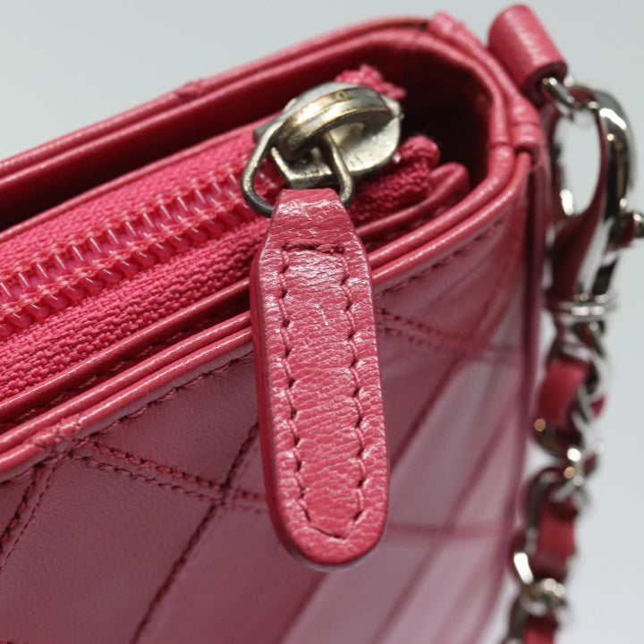Chanel Bicolore Chain Accessory Pouch Lamb Skin Pink CC Auth yk13496A