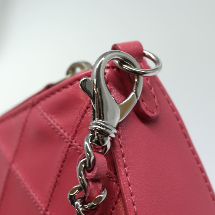 Chanel Bicolore Chain Accessory Pouch Lamb Skin Pink CC Auth yk13496A