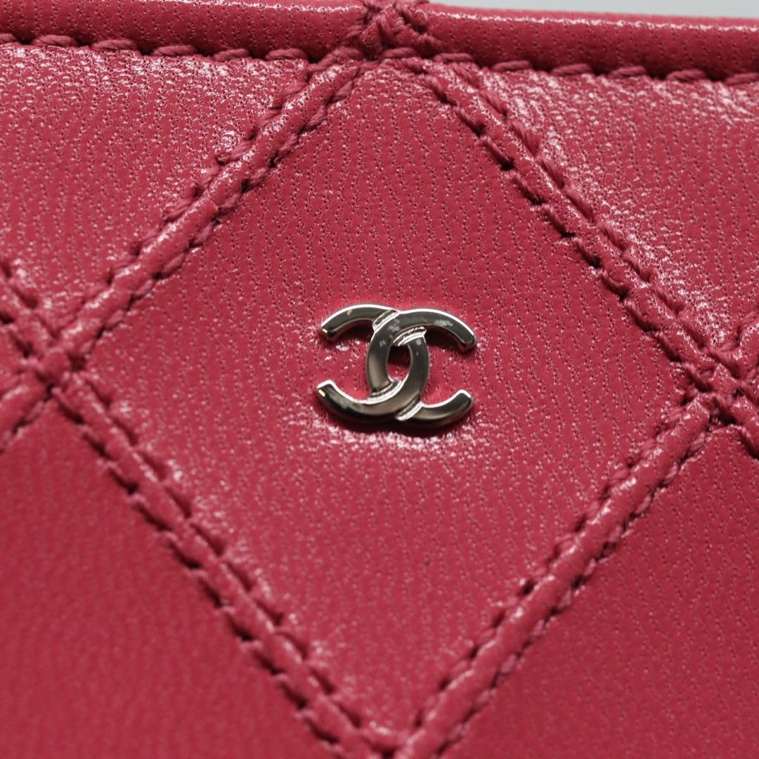 Chanel Bicolore Chain Accessory Pouch Lamb Skin Pink CC Auth yk13496A