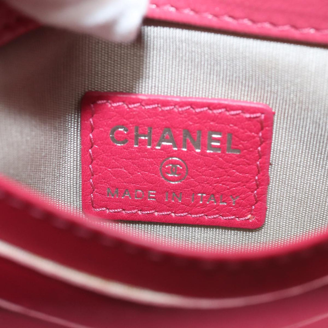 Chanel Bicolore Chain Accessory Pouch Lamb Skin Pink CC Auth yk13496A