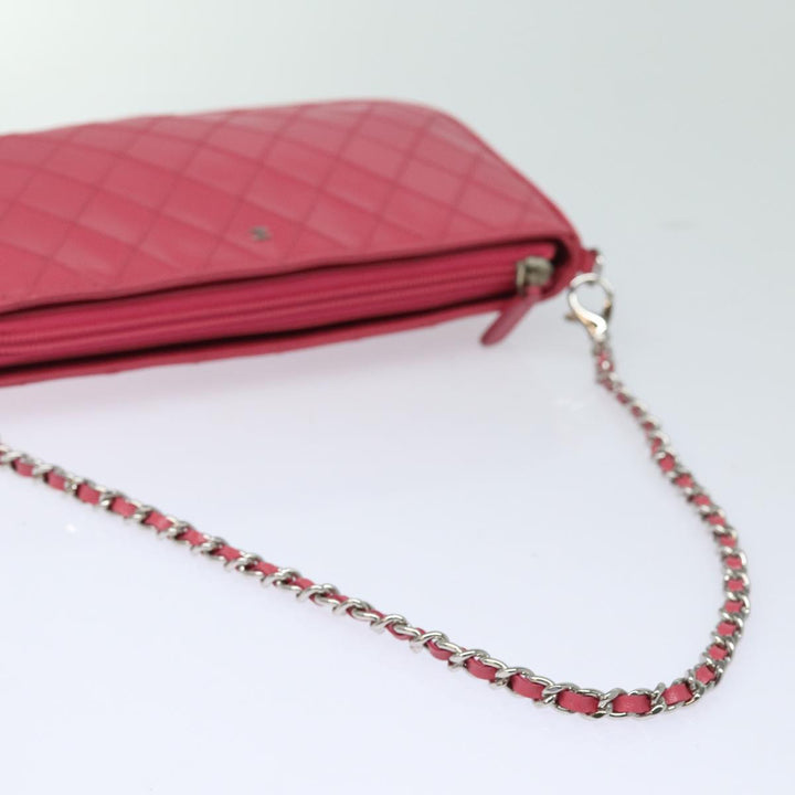Chanel Bicolore Chain Accessory Pouch Lamb Skin Pink CC Auth yk13496A