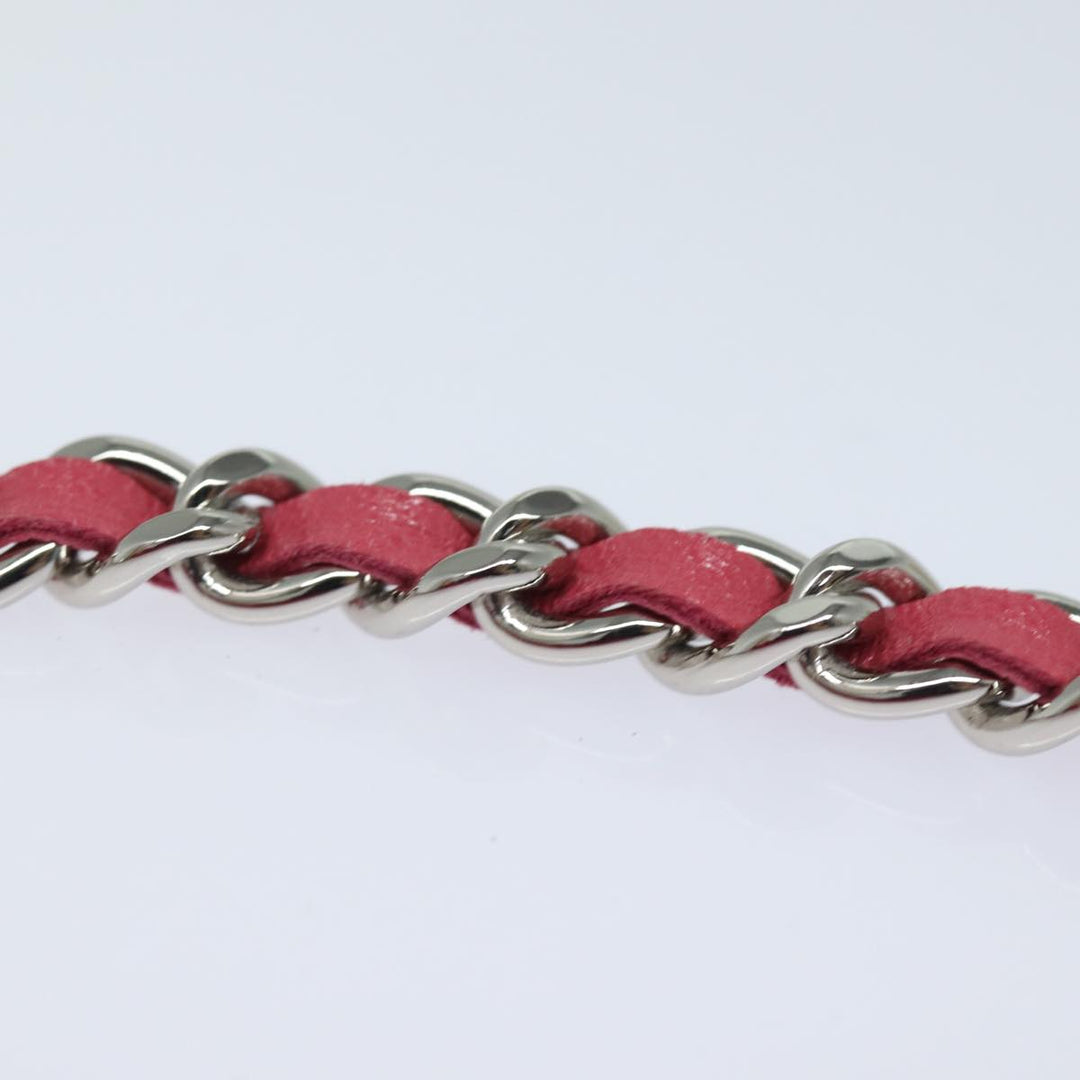 Chanel Bicolore Chain Accessory Pouch Lamb Skin Pink CC Auth yk13496A