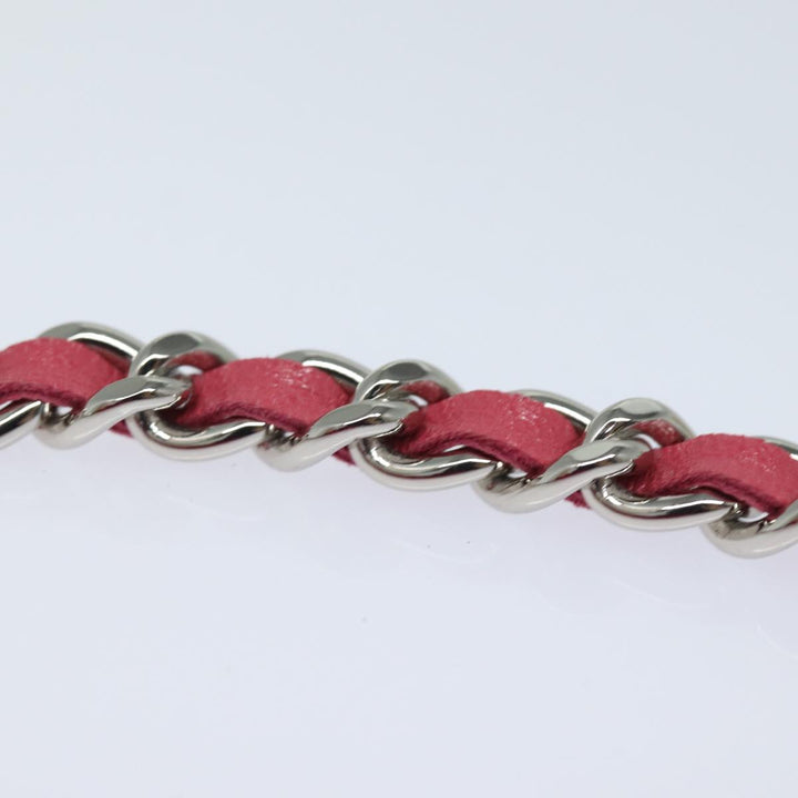 Chanel Bicolore Chain Accessory Pouch Lamb Skin Pink CC Auth yk13496A