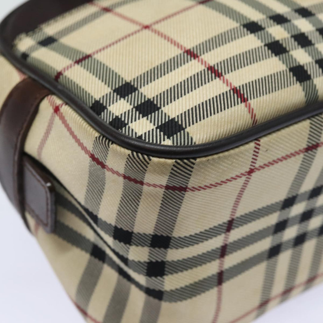 Burberry Nova Check Hand Bag Nylon Black Beige Auth yk13499