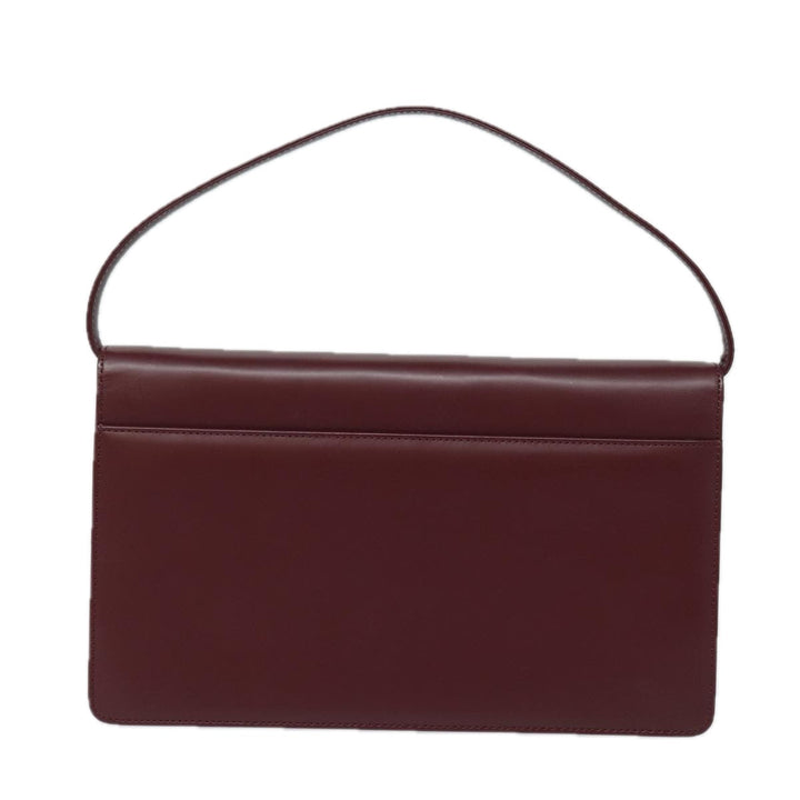 Burberry Nova Check Hand Bag Leather Red Auth yk13546