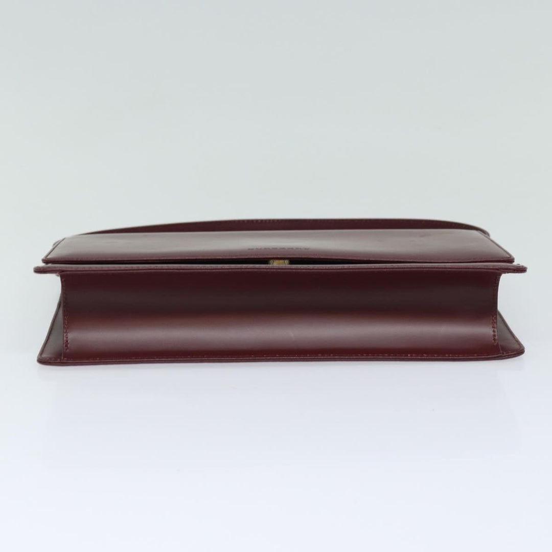 Burberry Nova Check Hand Bag Leather Red Auth yk13546