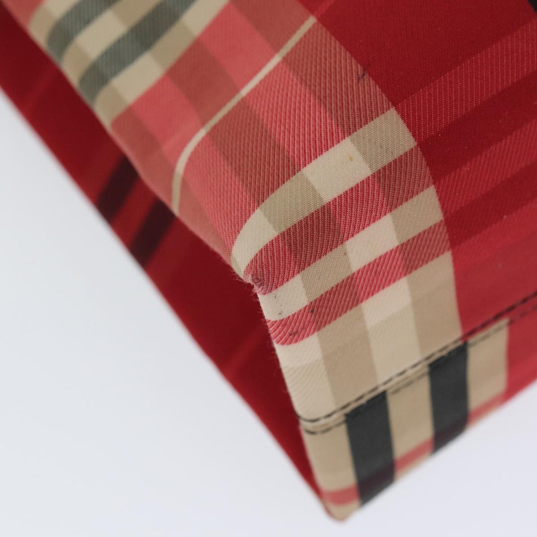 Burberry Nova Check Hand Bag Canvas Red Auth yk13550